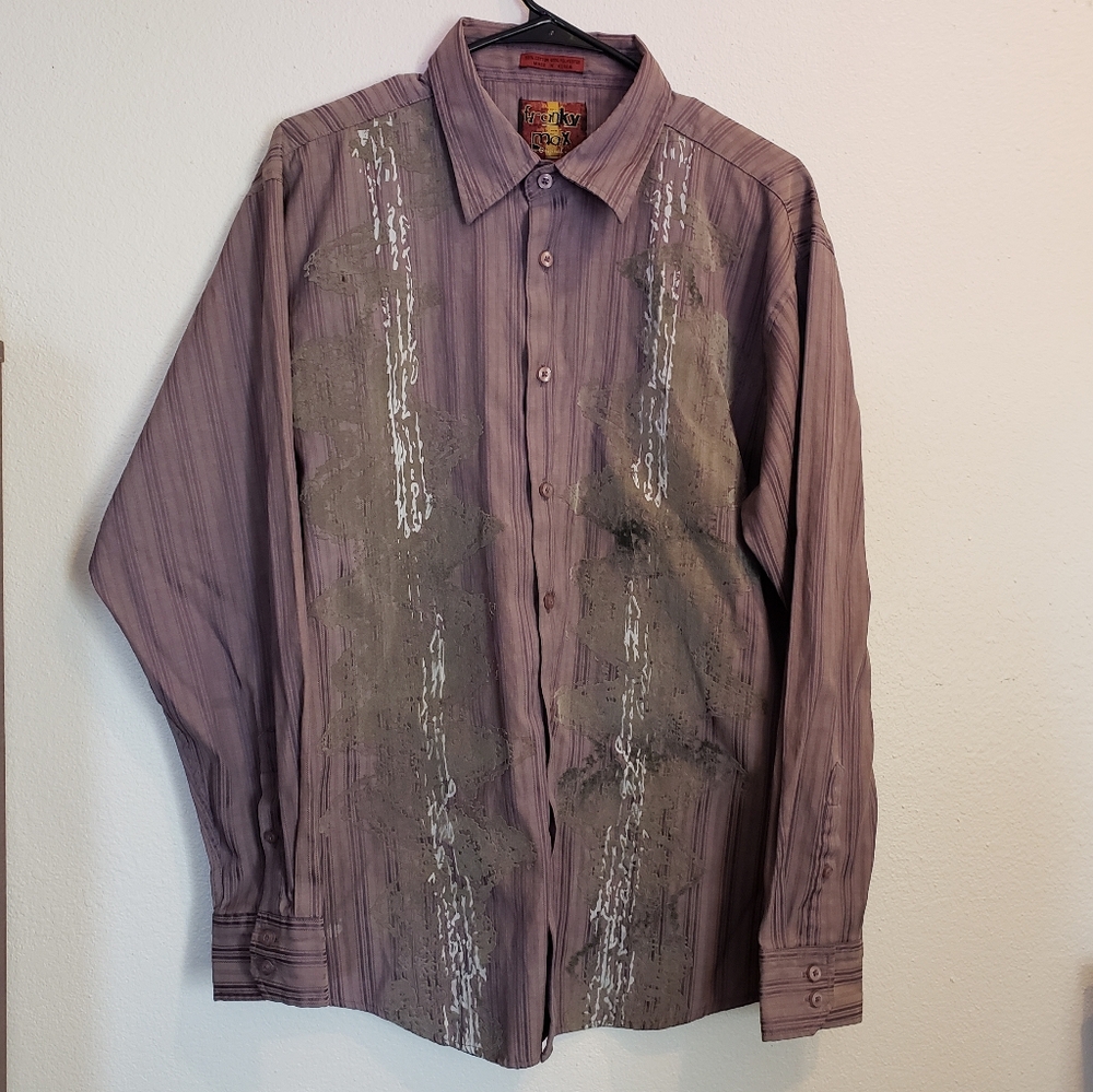 Franky Max grayish purple button down shirt men's size L large